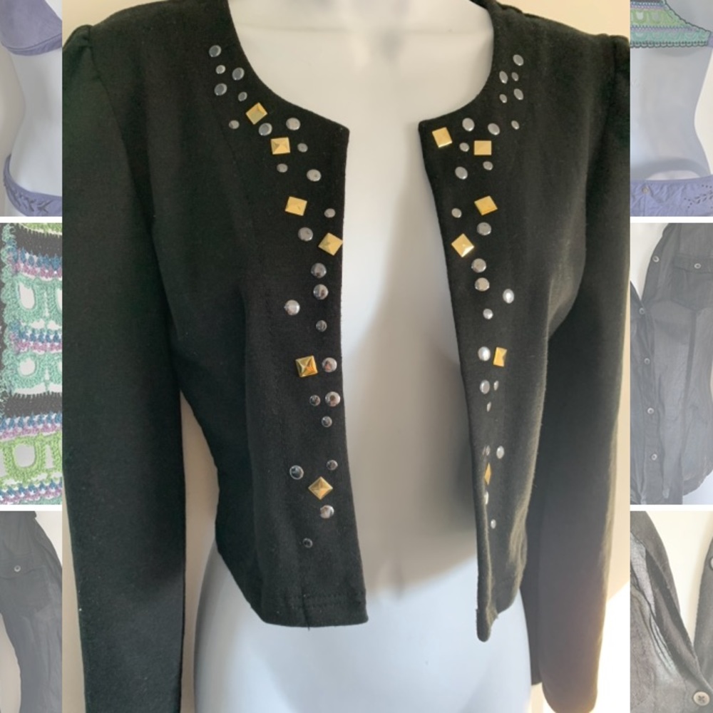 Dressy Studded Crop Black Sweater S
